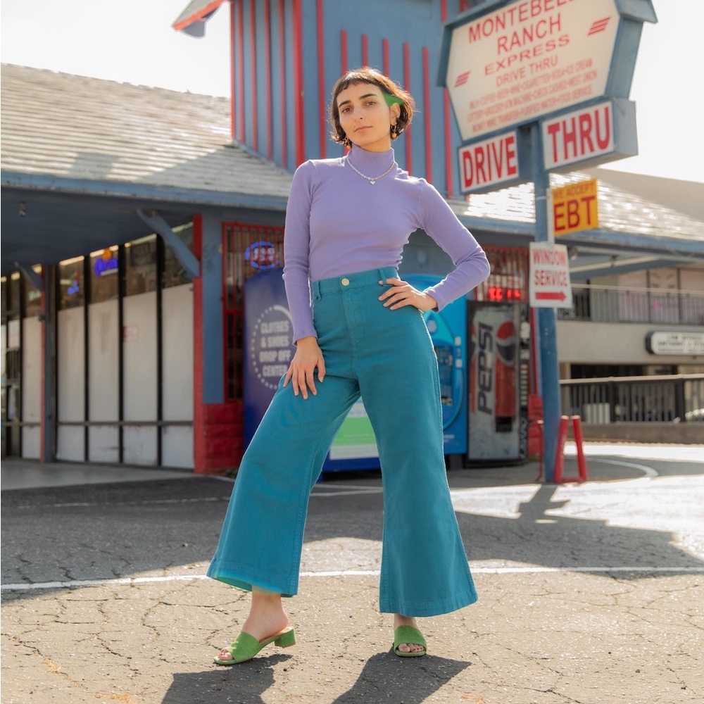 Big Bud Press - Marine Blue Bell Bottoms Pants Petite XL NWOT